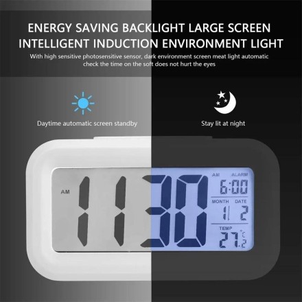 Годинник будильник термометр хронограф з LED-підсвіткою Square Clock DS-300 ST8020