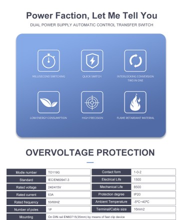 Перемикач навантаження перекидної рубільник TOMZN MTS 40А 1Р дім і генератор