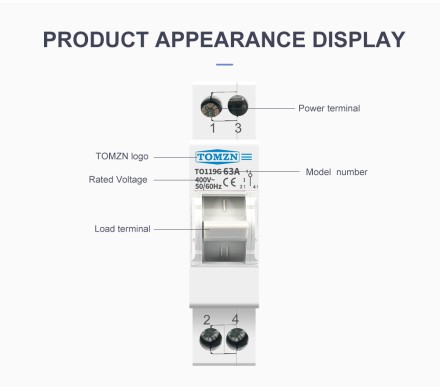 Перемикач навантаження перекидної рубільник TOMZN MTS 40А 1Р дім і генератор