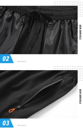 Чоловічі спортивні шорти з кишенями на шнурівці 50-52 5XL, Чорні з оранжевими вставками.