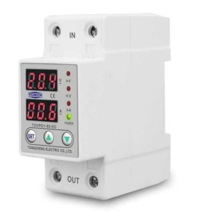 Реле захисту напруги мережі. Обмежувач струму. TOMZN TOVPD1-40-EC на DIN
