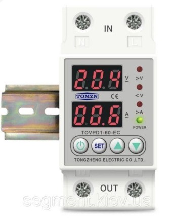 Реле захисту напруги мережі. Обмежувач струму. TOMZN TOVPD1-40-EC на DIN