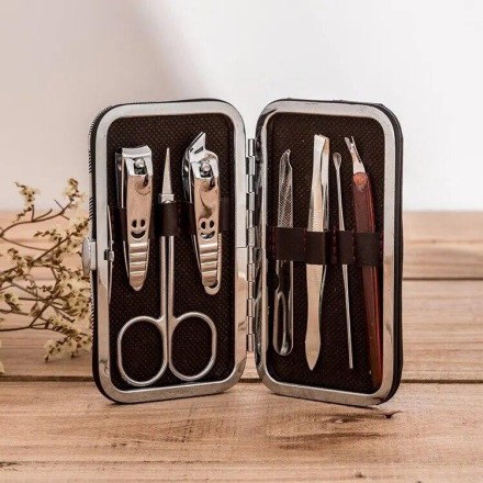 Професійний манікюрний набір у шкіряному твердому футлярі на замку, 11 шт.