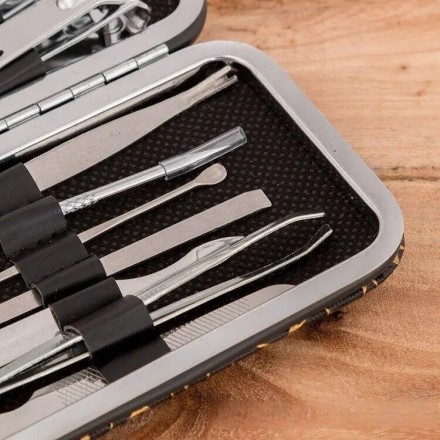 Професійний манікюрний набір у шкіряному твердому футлярі на замку, 11 шт.