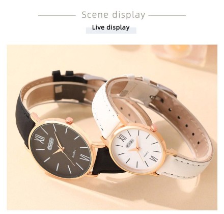 Модний набір для закоханих 2 в 1:  розкішний чоловічий та жіночий годинник, Black White