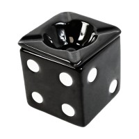 Пепельниця керамічна "Ігрова кістка", ігровий кубик із серії "Casino" (чорна)