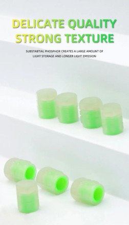 Захисні ковпачки на ніпелях, флуоресцентний світний ефект (на колеса). Комплект 4 шт. Зелені, сині, кра