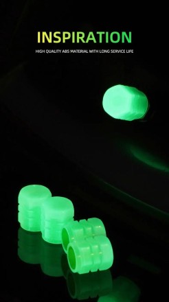 Захисні ковпачки на ніпелях, флуоресцентний світний ефект (на колеса). Комплект 4 шт. Зелені, сині, кра