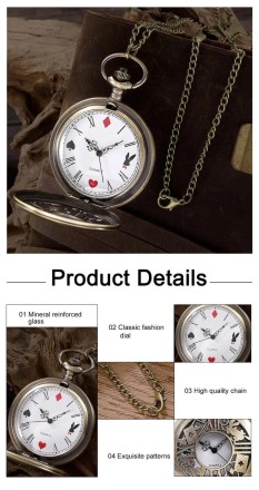 Годинник кишеньковий вінтаж "Vintage Skeleton" у стилі стимпанк із ланцюжком, антична бронза