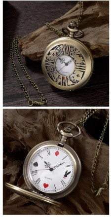 Годинник кишеньковий вінтаж "Vintage Skeleton" у стилі стимпанк із ланцюжком, антична бронза