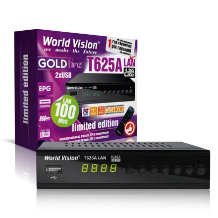 Цифровий ефірний приймач Vision T625A LAN з екраном DVB-T2 IPTV/YouTube/LAN/Wi-Fi/MP4/4K/1080.