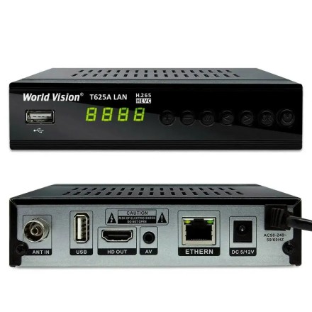 Цифровий ефірний приймач Vision T625A LAN з екраном DVB-T2 IPTV/YouTube/LAN/Wi-Fi/MP4/4K/1080.