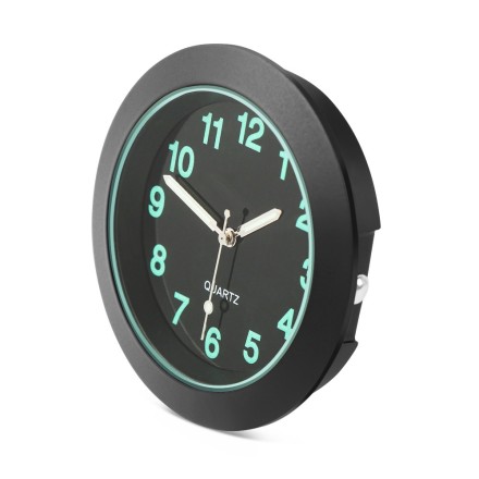 Годинник для авто, кварцові, кришка неіржавка, чорний флуоресцентний циферблат. Солідний вигляд.