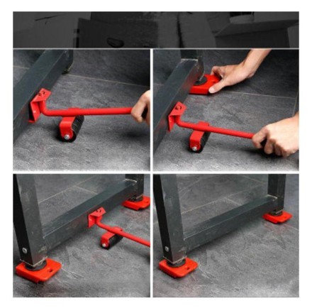 Набір для переміщення меблів, побутової техніки та великих предметів на колесах із домкратом