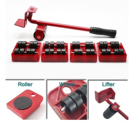 Набір для переміщення меблів, побутової техніки та великих предметів на колесах із домкратом