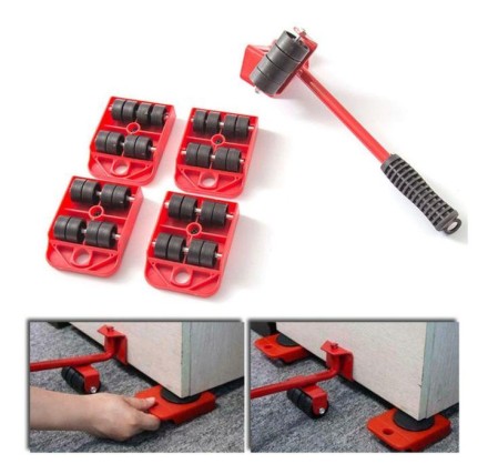 Набір для переміщення меблів, побутової техніки та великих предметів на колесах із домкратом