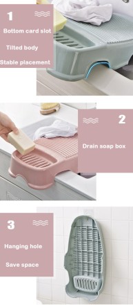 Дошка для прання, пральна дошка, рифлена Stenson WHW40723-7 44Х23,5 см. Гумові антиковзні ніжки