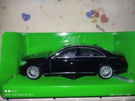 Модель авто 1/24 автомобіль Mercedes S 221, чорний. Якість!