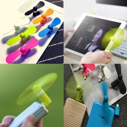 Портативний мобільний вентилятор 2 в 1 в роз'єм Micro USB і Type C (mini fan for Android)
