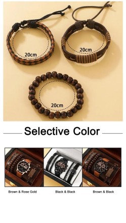 Модний подарунковий набір для чоловіків 4 в 1: розкішний чоловічий годинник "Relogio II Masculino" і три шкіряні браслети