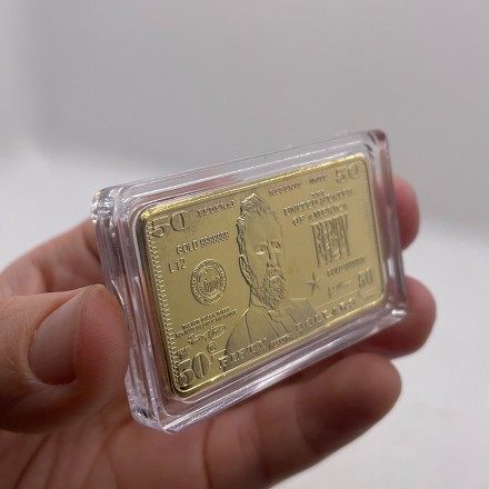 Колекційний слиток "Bar United States Of America 50 dollar",  Troy Ounce1 OZ Fine Gold, позолочений 24K слі