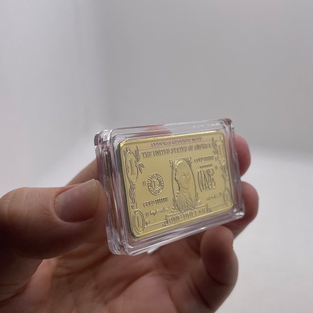 Колекційний слиток "Bar United States Of America 50 dollar",  Troy Ounce1 OZ Fine Gold, позолочений 24K слі