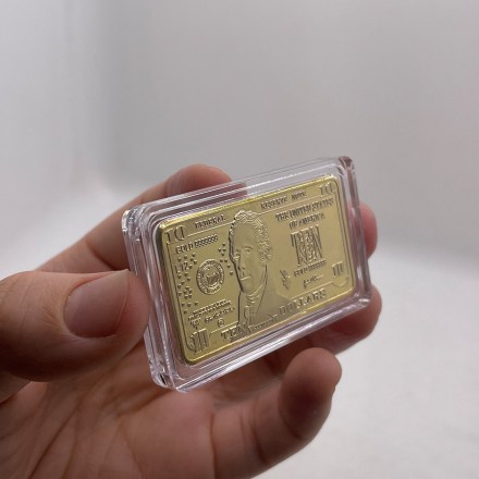 Колекційний слиток "Bar United States Of America 50 dollar",  Troy Ounce1 OZ Fine Gold, позолочений 24K слі