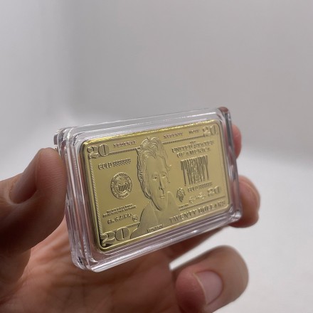 Колекційний слиток "Bar United States Of America 50 dollar",  Troy Ounce1 OZ Fine Gold, позолочений 24K слі