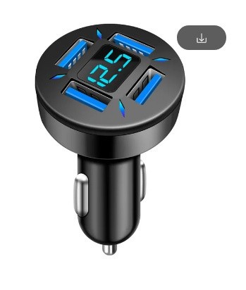 Автомобільна швидка зарядка в прикурювач із вольтметром, 40W 4,8 А, 5V, 2 порти