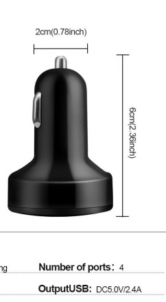 Автомобільна швидка зарядка в прикурювач із вольтметром, 40W 4,8 А, 5V, 2 порти