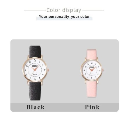 Модний набір для закоханих 2 в 1:  розкішний чоловічий та жіночий годинник, Black Pink 2