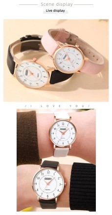 Модний набір для закоханих 2 в 1:  розкішний чоловічий та жіночий годинник, Black Pink 2