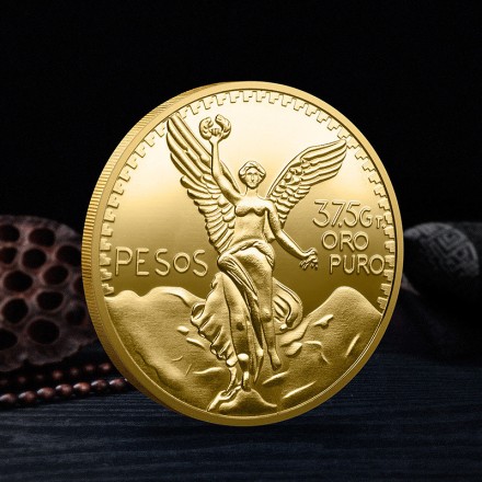 Пам'ятна, ювілейна позолочена монета, колекційна монета  "Статуя Свободи" Монета мексиканське песо