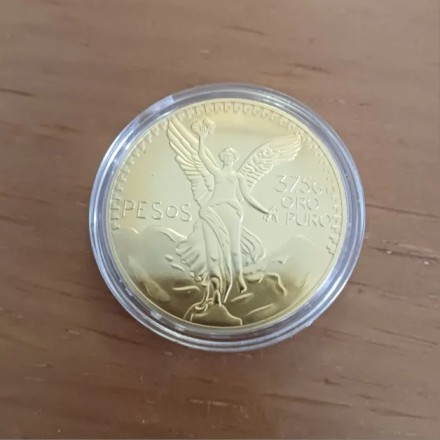 Пам'ятна, ювілейна позолочена монета, колекційна монета  "Статуя Свободи" Монета мексиканське песо