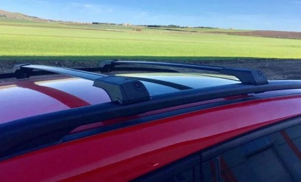 Поперечины на Volkswagen ID6 (c 2021-2024) Flybar Aero V1. На рейлінгу з просвітом. Аеро. Чорні/Сірі.