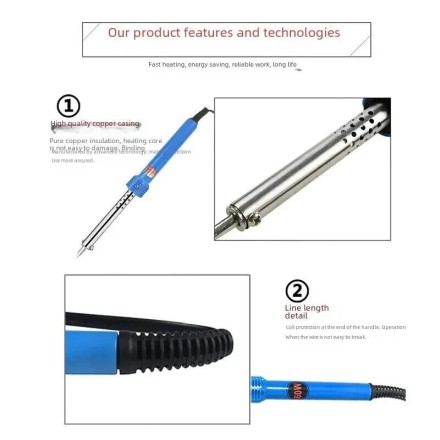 Електричний паяльник 60 Вт. Delixi Y53. Швидке нагрівання. Тонке жало. Оригінал