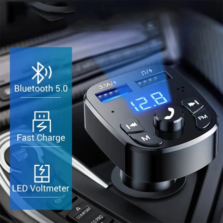 FM трансмітер F57 BL TF, MP3 Player, Автомобільна швидка зарядка, 3,1 А QС 3.0  2USB Bluetooth