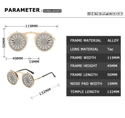 Вінтажні стимпанки сонцезахисні фліп окуляри Ретро Панк авіатор КІЛЬЧУГА