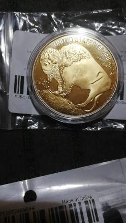 Пам'ятна, ювілейна позолочена монета, колекційна монета "Індеець" США, 2024. American Indian Buffalo