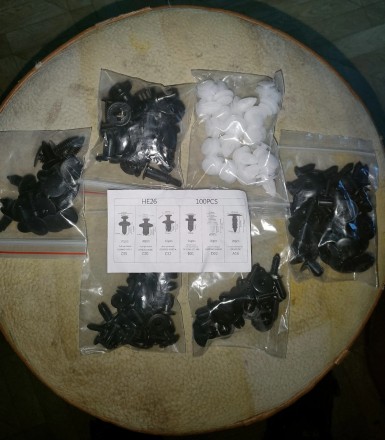 Авто кліпса затискач пістон кріплення універсальний, 6 популярних розмірів, 100 шт.