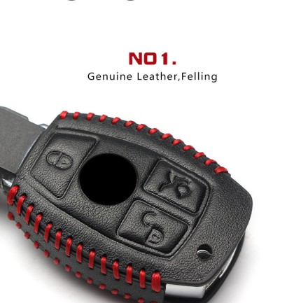 Чохол для автомобільного ключа (брелока) з натуральної шкіри Mercedes Benz "Рибка" 3 кнопки, прошитий