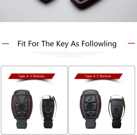 Чохол для автомобільного ключа (брелока) з натуральної шкіри Mercedes Benz "Рибка" 3 кнопки, прошитий