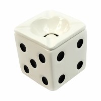 Пепельниця керамічна "Ігрова кістка", ігровий кубик із серії "Casino"  (біла, чорна)