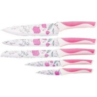 Набір ножів керамічних, мармурових "Martex", Pink Dream, 6 предметів, подарункове паковання. KRAUFF