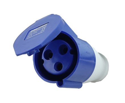 Розетка силова TNSy 223 переносна 2P+PE 32А 220В IP44, Techno Systems, біло-синя