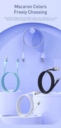 Кабель USB Type C, 3A, 60 Вт, кабель шнура для швидкого заряджання Type C "Tooki"