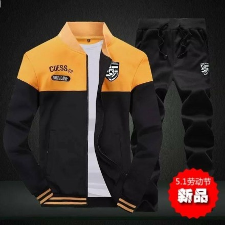 Спортивний костюм зимовий флісовий, повсякденна утеплена тепла толстовка + штани, чорні-жовто-жовтогар 3XL