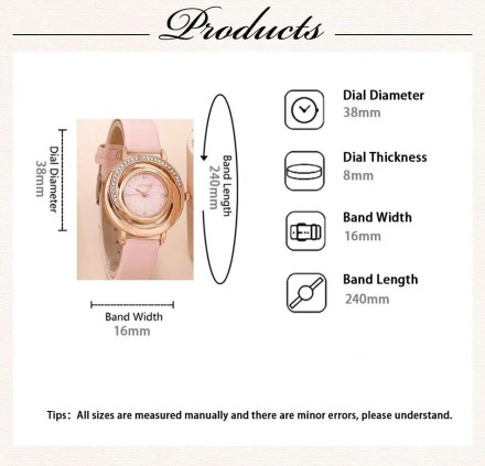 Подарунковий набір для жінок 5 в 1: розкішний годинник "Rose gold luxury" плюс намисто, сережки та кільце з камінням