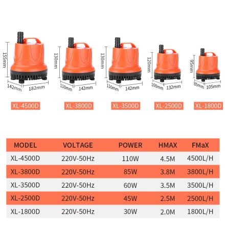 Заглибний насос для ставка, фонтана, водоспаду 60 W, 3500 літрів на годину, підйом 3,5 метра,  "XiLong XL-3500D" Sub