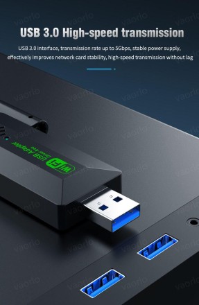 WIFI антена з адаптером USB 1200 Мбіт/с Wi-Fi USB-адаптер дводіапазонний 2.4G+5Ghz Dongle 4. 802.11AC USB3.0